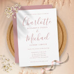 Elegant Dusty Rose Signature Script Wedding Invitation<br><div class="desc">Featuring signature style names,  this elegant wedding invitation can be personalised with your information in chic dusty rose lettering. Designed by Thisisnotme©</div>