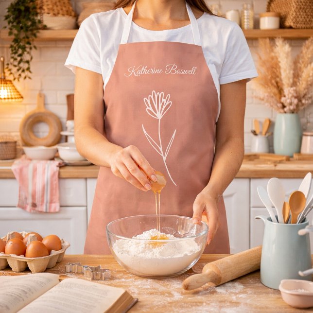 Elegant Dusty Rose Simple Flower Name Apron (Creator Uploaded)