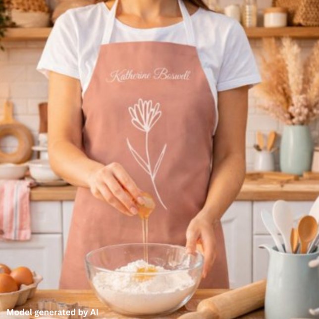 Elegant Dusty Rose Simple Flower Name Apron (Creator Uploaded)