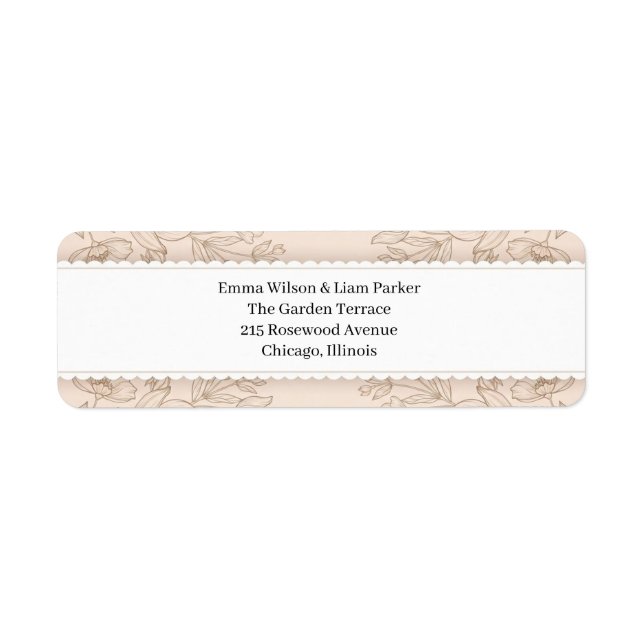 Elegant Dusty Rose Sketched Floral Return Address  (Front)