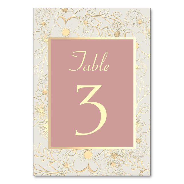 Elegant Dusty Rose Table Number (Front)