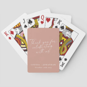 Elegant Dusty Rose Trendy Script Custom Thank You Playing Cards