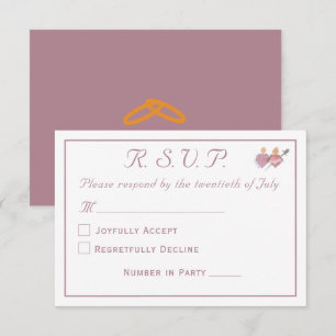 Elegant Dusty Rose Two Hearts Catholic Wedding RSVP Card