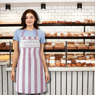 Elegant Dusty Rose Vertical Stripes Custom Cooking Apron