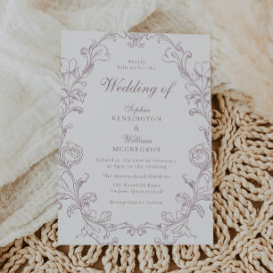 Elegant Dusty Rose Vintage Frame Wedding Invitation
