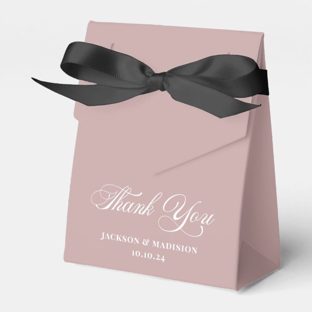Elegant Dusty Rose Wedding  Favour Box (Front Side)
