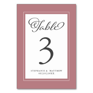 Elegant Dusty Rose Wedding Reception Table Number