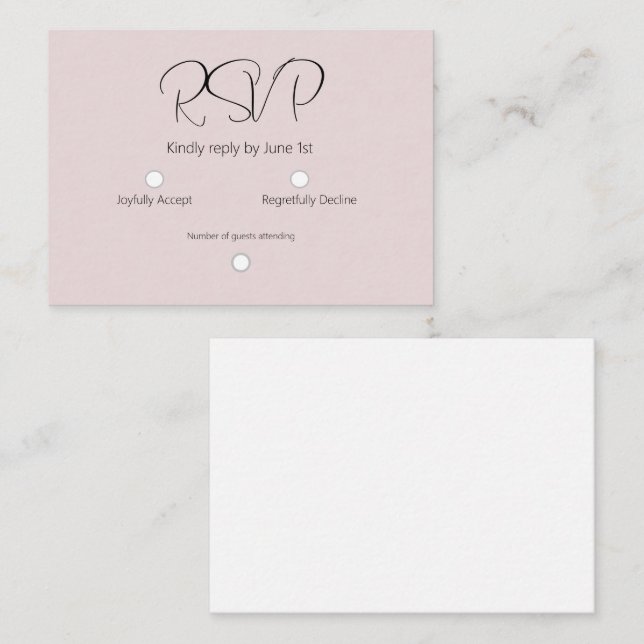 Elegant Dusty Rose White  Card (Front/Back)