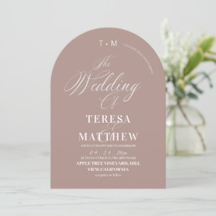 Elegant Dusty Rose & White Classic Script Wedding Invitation