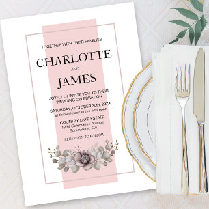 Elegant Dusty Rose with Eucalyptus Leaves Wedding Invitation