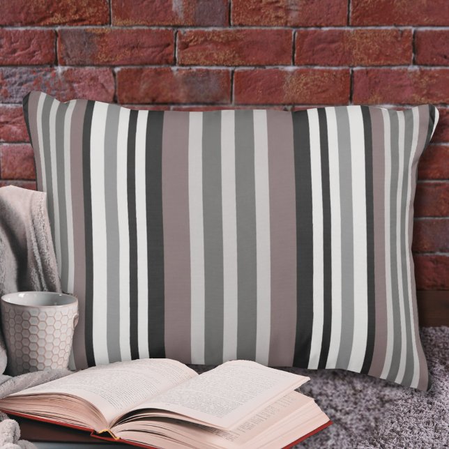 Elegant Earth Tones Brown Savannah Stripes Pattern Decorative Cushion (Creator Uploaded)