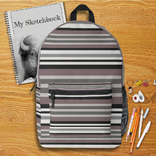 Elegant Earth Tones Brown Savannah Stripes Pattern Printed Backpack