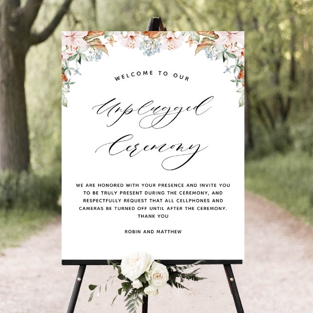 Elegant Earthy Blooms, Unplugged Ceremony Sign (Creator Uploaded)