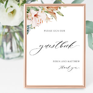 Elegant Earthy Blooms Wedding Guestbook Sign