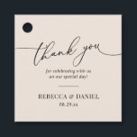 Elegant Earthy Boho Blush Wedding Thank You Favour Tags<br><div class="desc">Designed to coordinate with our Romantic Script wedding collection,  this customisable tag,  features a calligraphy graphic thank you,  paired with a classy serif font in black. Matching items available.</div>