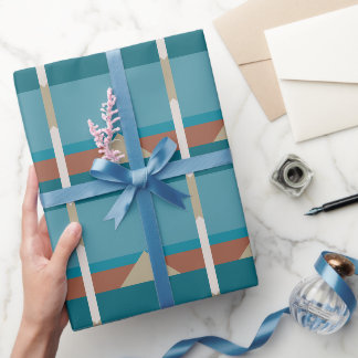 Elegant Earthy Brown, Blue Birthday, All-Occasion Wrapping Paper