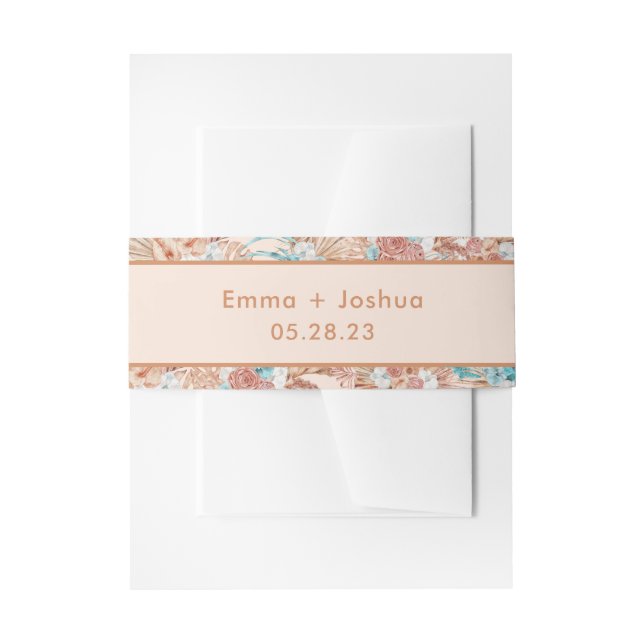 Elegant Earthy Brown Botanical Wedding Invitation Belly Band (Front Example)