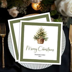 Elegant Earthy Christmas Tree Personalized Napkins