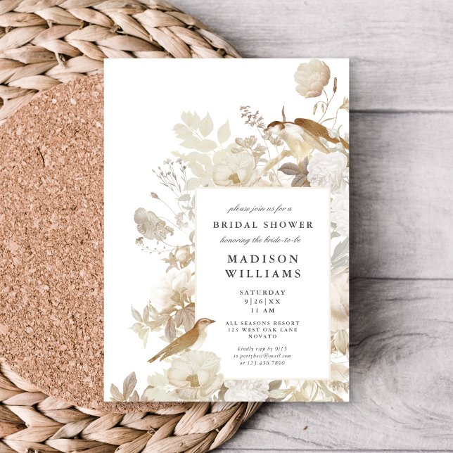 Elegant Earthy Floral Chic Bridal Shower Invitation (Creator Uploaded)