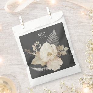 Elegant Earthy Floral Chic Dark Grey Wedding Favour Bags