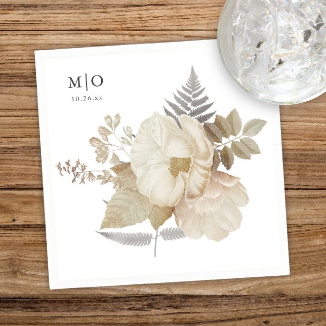 Elegant Earthy Floral Chic White Wedding  Napkin (Creator Uploaded)