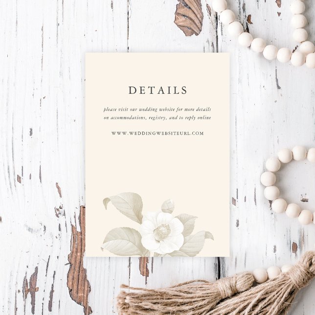 Elegant Earthy Floral Cream Wedding Details Enclosure Card (Creator Uploaded)