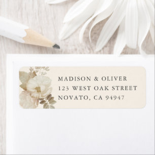 Elegant Earthy Floral Cream Wedding Return Address
