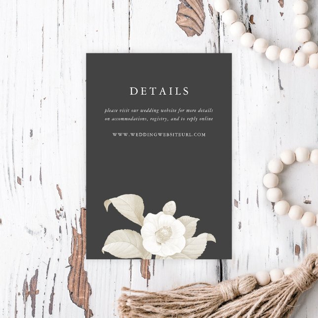 Elegant Earthy Floral Dark Grey Wedding Details Enclosure Card (Creator Uploaded)