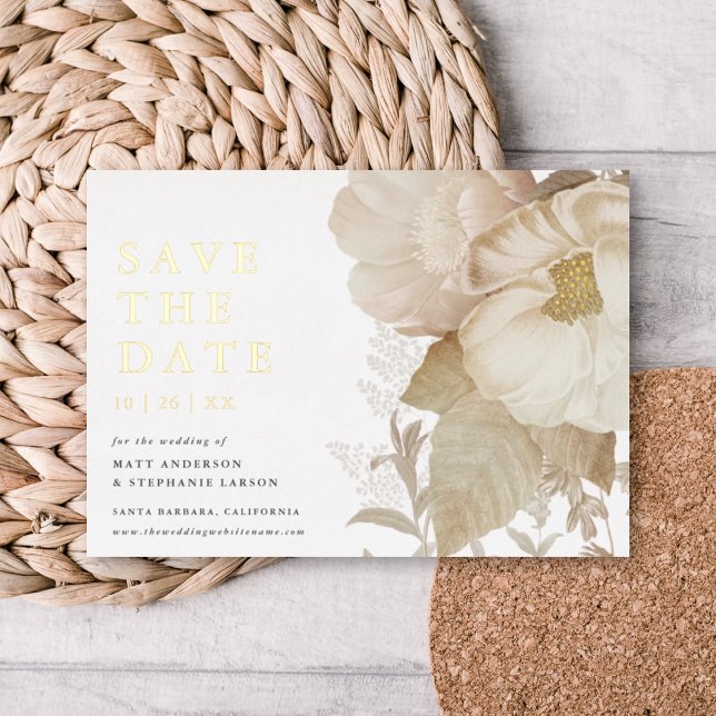 Elegant Earthy Floral Non-Photo Save The Date REAL (Creator Uploaded)