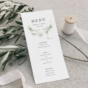 Elegant Earthy Greenery Watercolor Wedding Menu