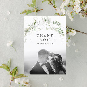 Elegant Earthy Greenery Watercolor Wedding Photo T Postcard