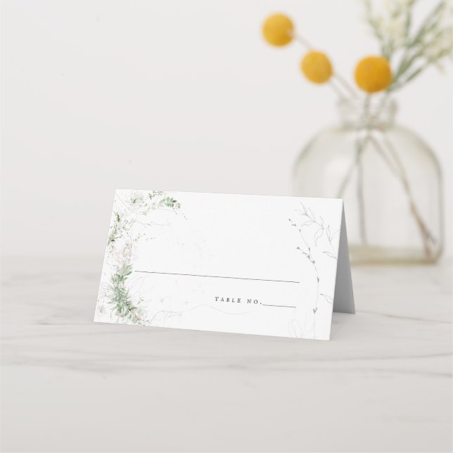 Elegant Earthy Greenery Watercolor Wedding Place C Card (Front)