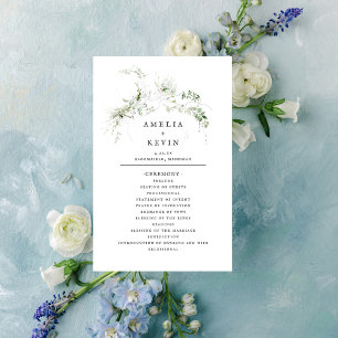 Elegant Earthy Greenery Watercolor Wedding Program