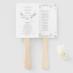 Elegant Earthy Greenery Watercolor Wedding Program Hand Fan