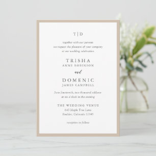 Elegant Earthy Neutral Monogram Modern Wedding Invitation