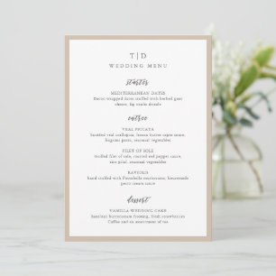 Elegant Earthy Neutral Monogram Modern Wedding Menu