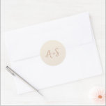 Elegant Earthy Neutrals Modern Wedding Classic Round Sticker<br><div class="desc">Elegant wedding stickers featuring a simple design with your monogram in a script font.</div>