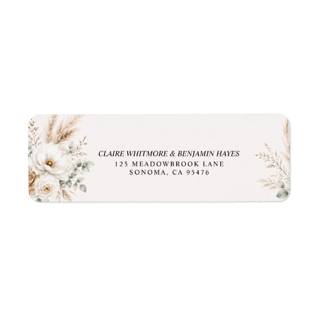 Elegant Earthy Pampas Botanical Return Address (Front)