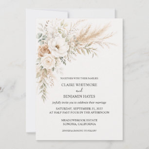 Elegant Earthy Pampas Botanical Wedding Invitation