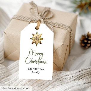 Elegant Earthy Sage Olive Beige Rustic Christmas Gift Tags
