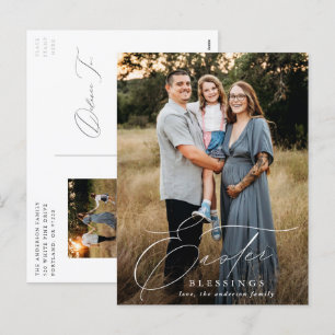 Elegant Easter Blessings 2 Photo Holiday Postcard