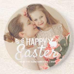 Elegant Easter Blessings Easter Eggs Family photo Coaster