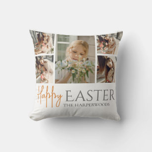 Elegant Easter Blessings Easter Eggs Family photo Cushion