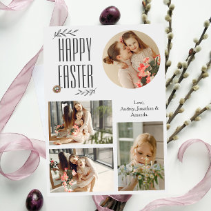 Elegant Easter Blessings Easter Eggs Family photo Holiday Card