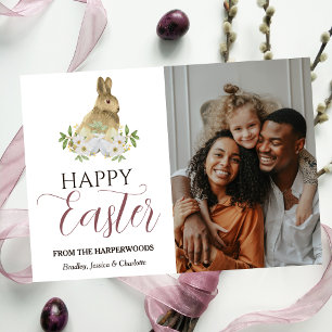 Elegant Easter Blessings Easter Eggs Family photo Holiday Card