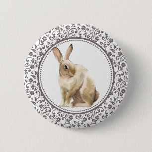 Elegant Easter Brown Rabbit 6 Cm Round Badge
