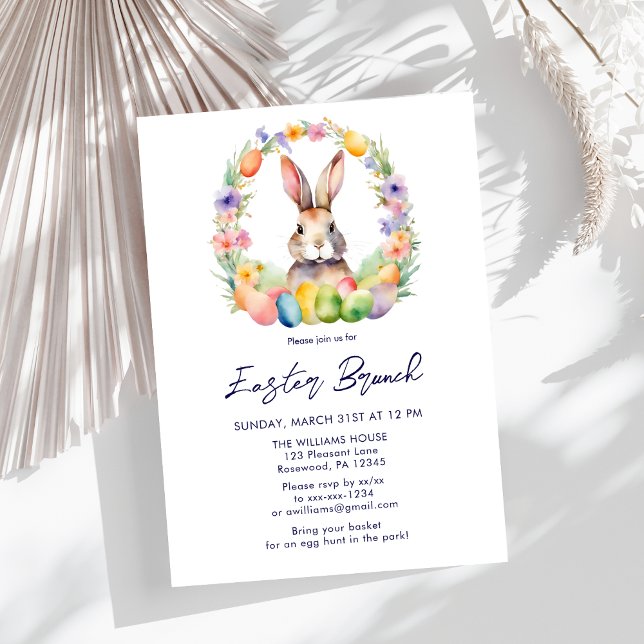 Elegant Easter Brunch Floral Bunny Invitation (Creator Uploaded)