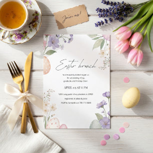 Elegant Easter Brunch   Pastel Floral Spring Invitation