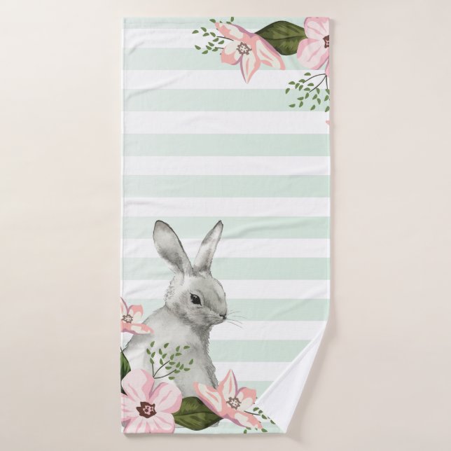 Elegant Easter Bunny striped Bath Towel Set (Bath Towel)