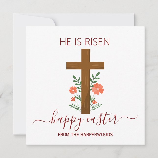  Elegant Easter Calligraphy Christian Cross Holiday Card (Front)